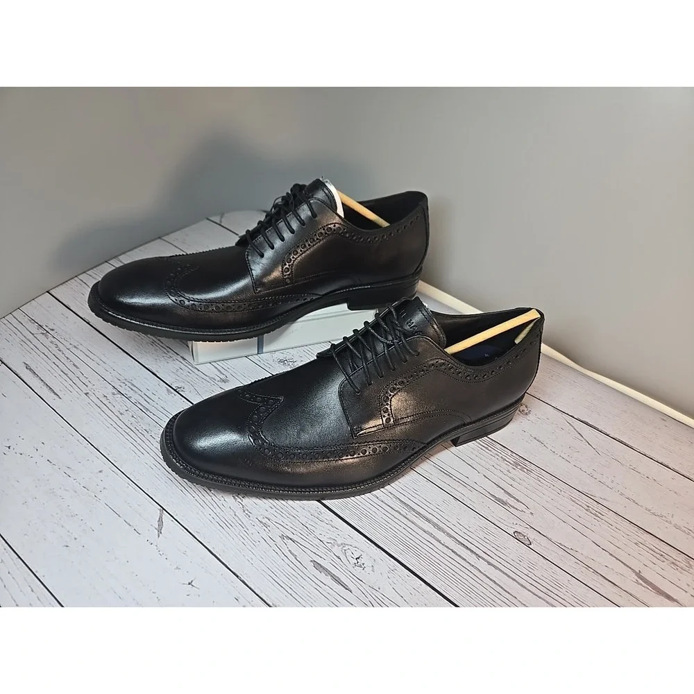 Cole Haan ME Wing Oxford Mens Black Leather Almond Toe Dress Shoes Sz 10.5